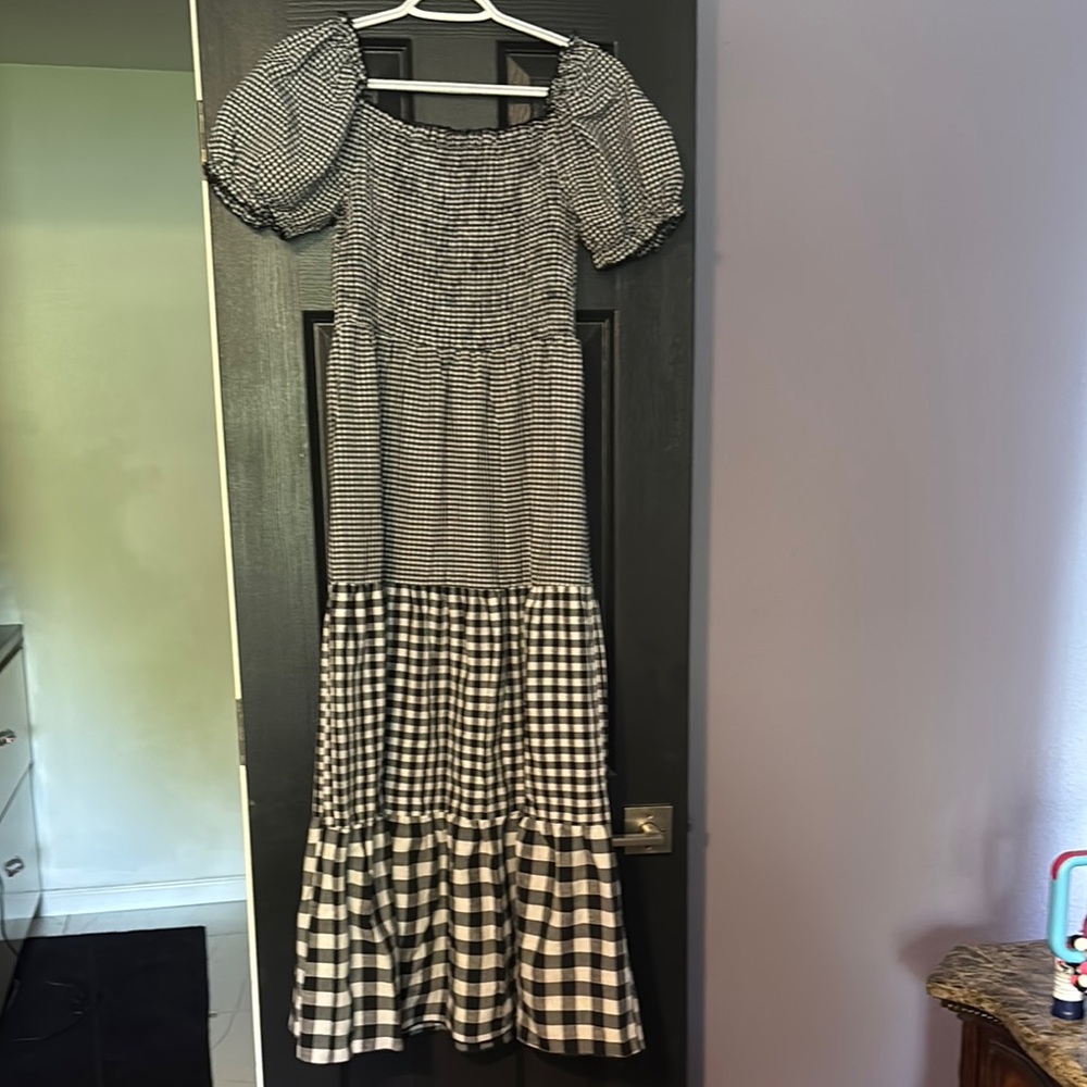 Black and White Gingham Maxi Dress